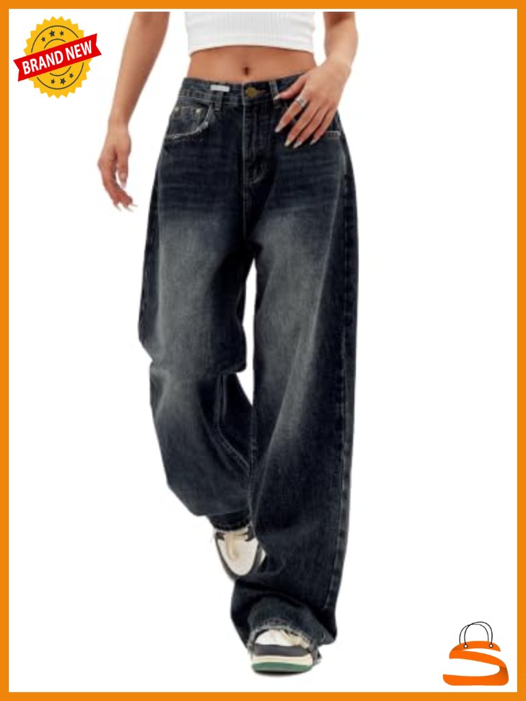 Wide Leg Baggy Jeans High Waist Y2k Casual Loose Boyfriend Trousers Vintage